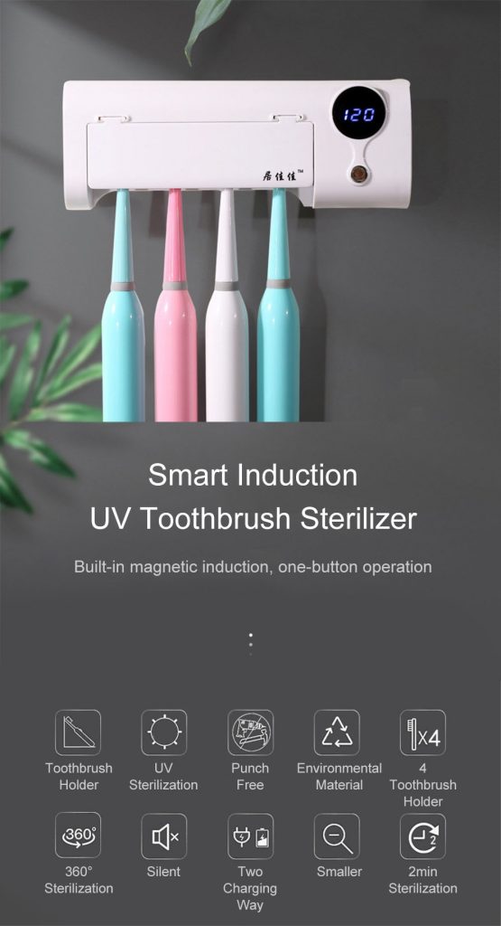 coupon, banggood, JUJIAJIA Smart Induction UV Electric Toothbrush Sterilizer Toothbrush Holder Sterilization Disinfector for Soocas Oclean Dr. Bei Electric Toothbrushes from Xiaomi Youpin
