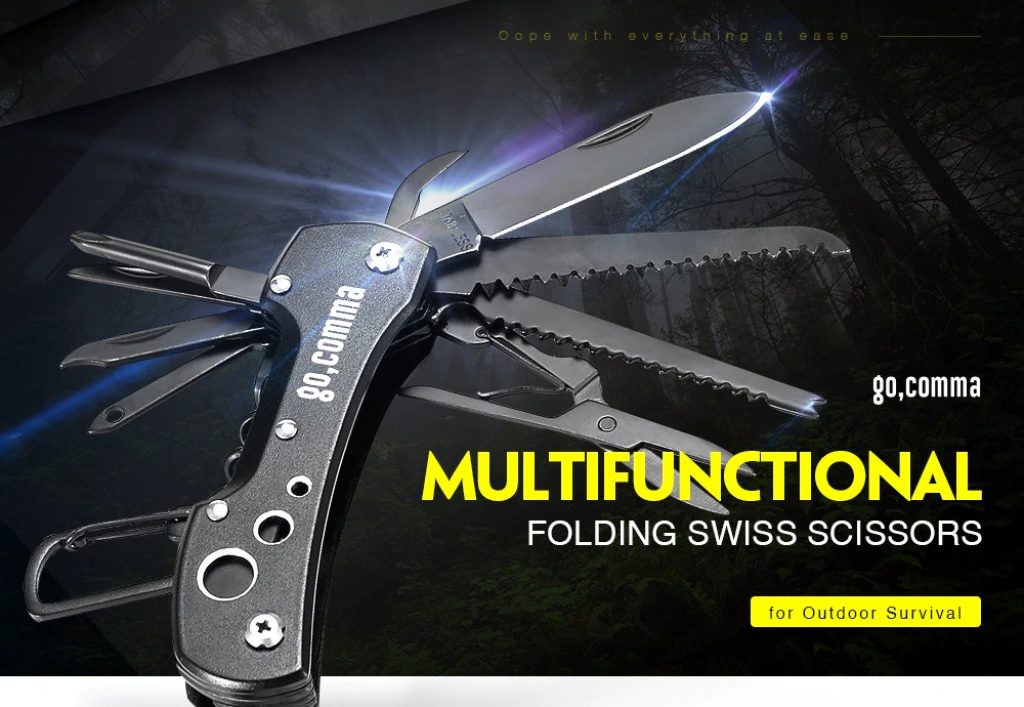 coupon, gearbest, gocomma Outdoor Mini 12-in-1 Multifunction Folding Knife
