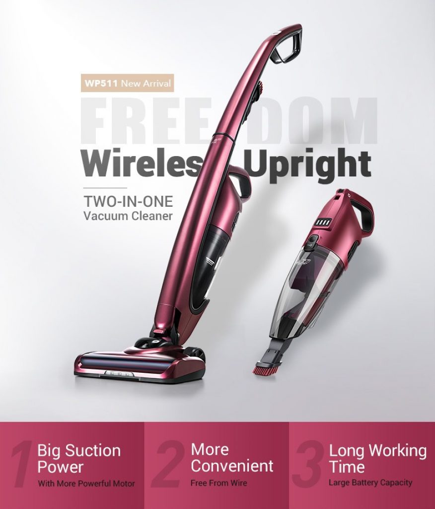 coupon, banggood, PUPPYOO WP511 2-in-1 Cordless Handheld and Stick Vacuum Cleaner with High-power Long-lasting and 7Kpa Suction Power