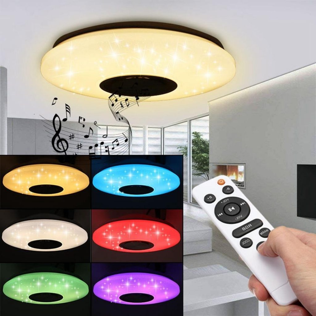coupon, banggood, Modern 60W RGB LED Ceiling Light bluetooth Music Speaker Lamp Remote APP Control
