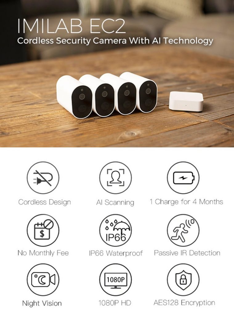 gearbest, coupon, banggood, IMILAB EC2 Xiaobai Battery Version Smart IP Camera