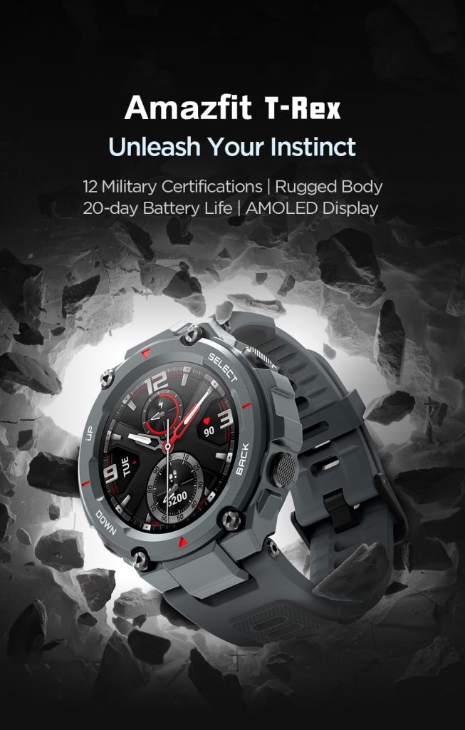 geekbuying, gearbest, coupon, banggood,Amazfit T-Rex Smart Watch