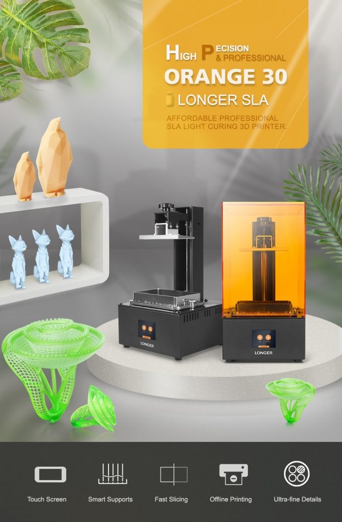 coupon, gearbest, LONGER Orange30 3D Printer High Precision SLA 3D Printer with 2K LCD Screen Parallel UV LED Printer