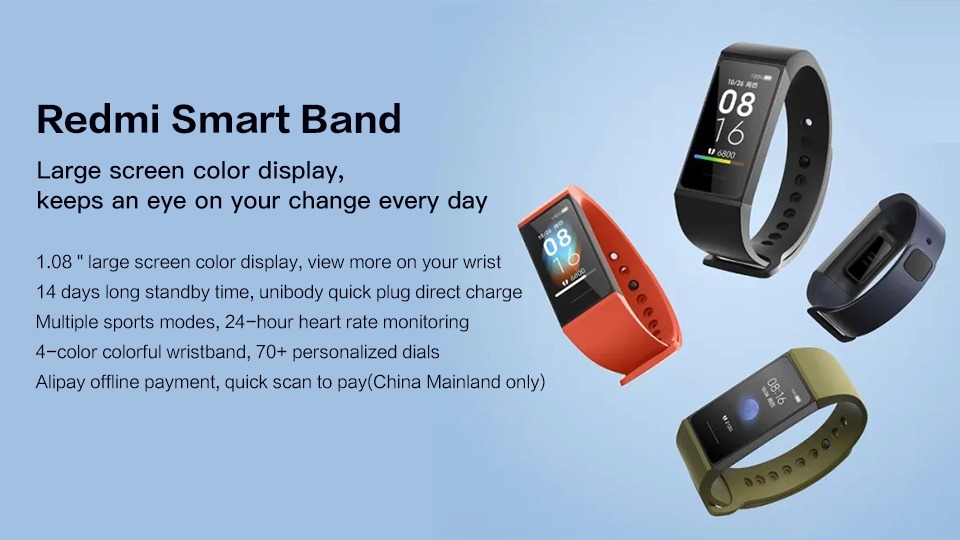 coupon, geekbuying, Xiaomi Redmi Band 1.08 inch Color Touch Screen 5ATM Waterproof 14 Days Battery Life Heart Rate Monitor