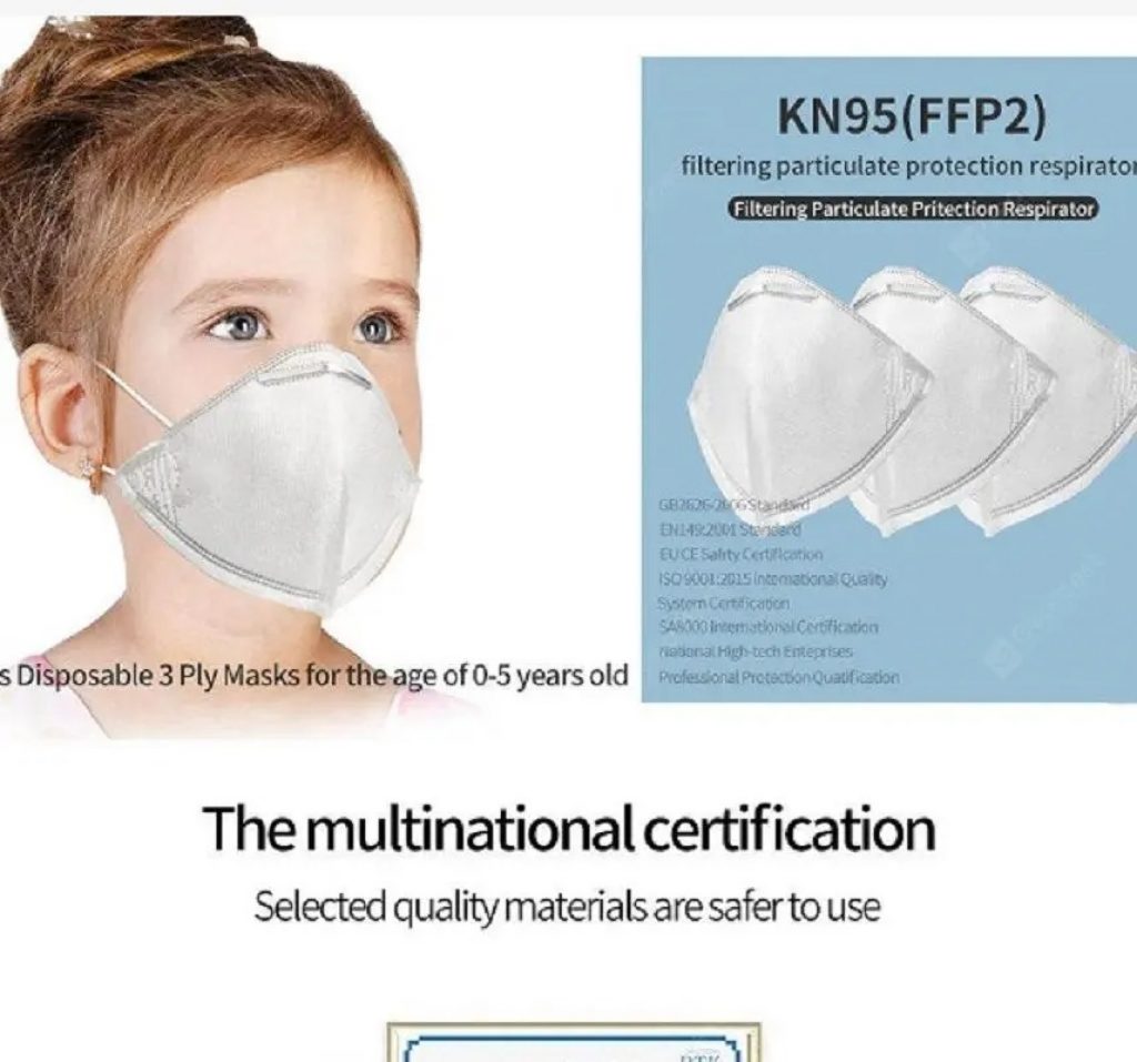 coupon, gearbest, 10Pcs Kids Disposable 3 ply KN95 FFP2 Masks for Children under 6 years old