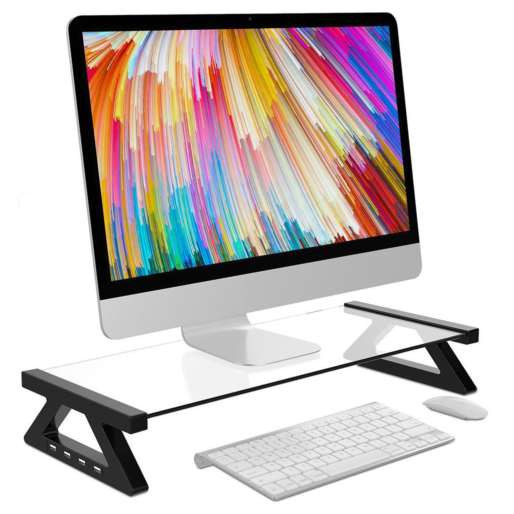 coupon, banggood, Aluminum Alloy Monitor Laptop Stand Desk Riser with 4 USB Ports for iMac MacBook Computer Laptop