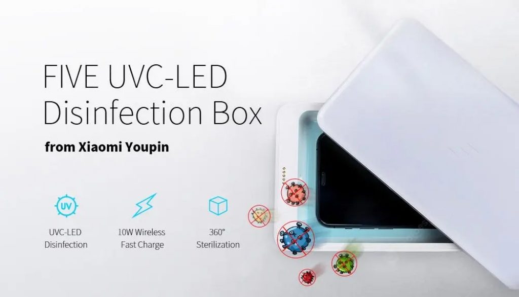 coupon, gearbest, FIVE UVC-LED Sterilizer Tray Box Multifunction Disinfection Cartridge Boxes 10W Wireless Fast Charger from Xiaomi Youpin