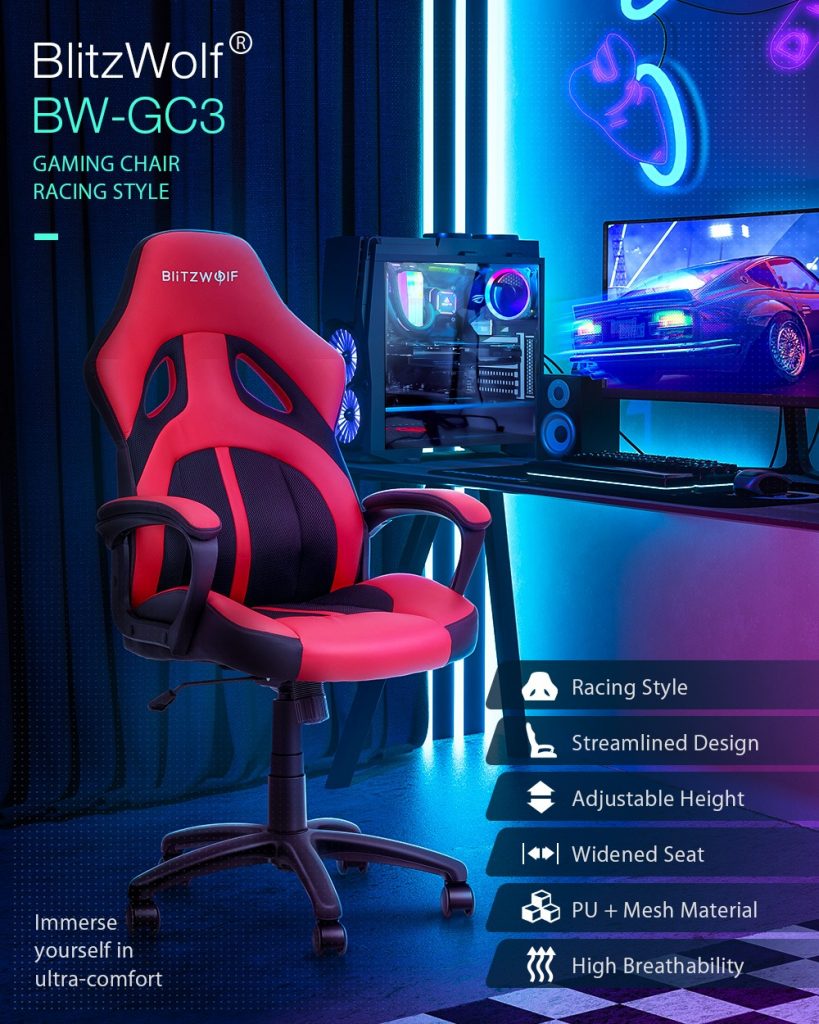 coupon, banggood, BlitzWolf®-BW-GC3-Racing-Style-Gaming-Chair