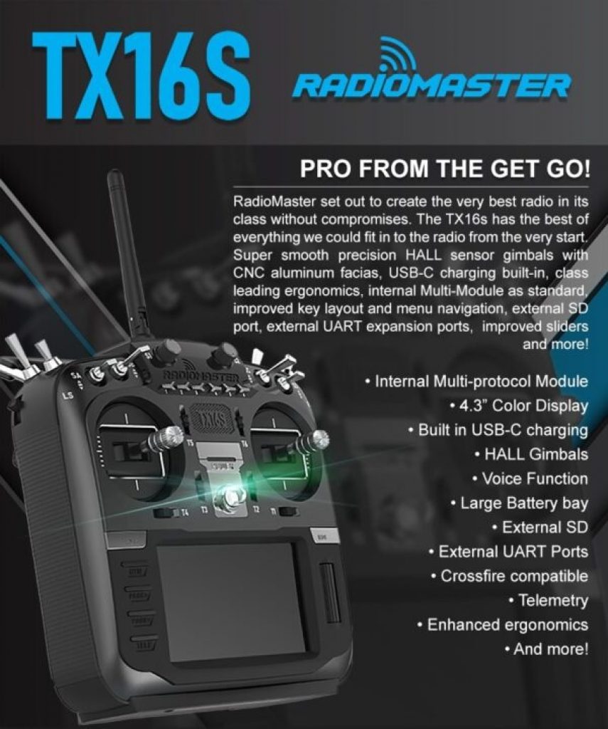 RadioMaster TX16S Hall Sensor 2.4G 16CH Multi-protocol Transmitter for RC Drone