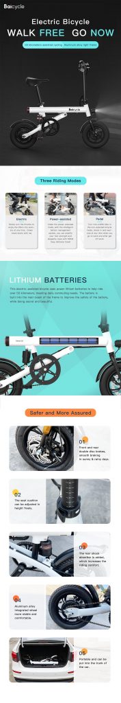 geekbuying, coupon, tomtop, BAICYCLE-Smart-2.0-12-Inch-Collapsible-Electric-Bike