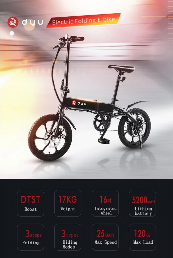 banggood, coupon, tomtop, DYU-A1F-16-Inch-Folding-Electric-Bicycle