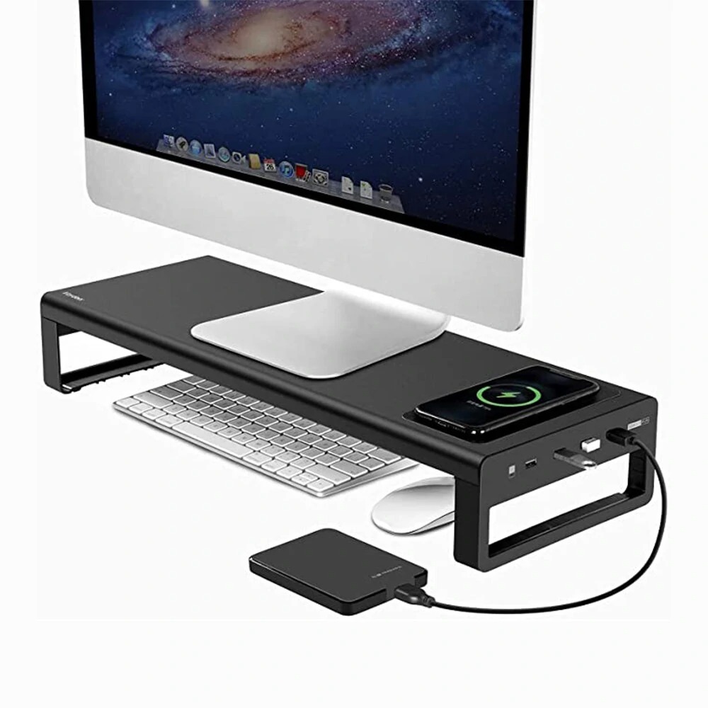 coupon, banggood, Vaydeer-Monitor-Stand-Monitor-Riser-Aluminum-Alloy-Laptop-Stand-with-Wireless-Charging-4-USB-3.0-Port-Wireless-Charging