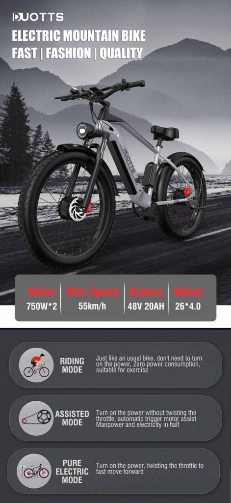 banggood, coupon, geekbuying, DUOTTS-F26-Electric-Mountain-Bike