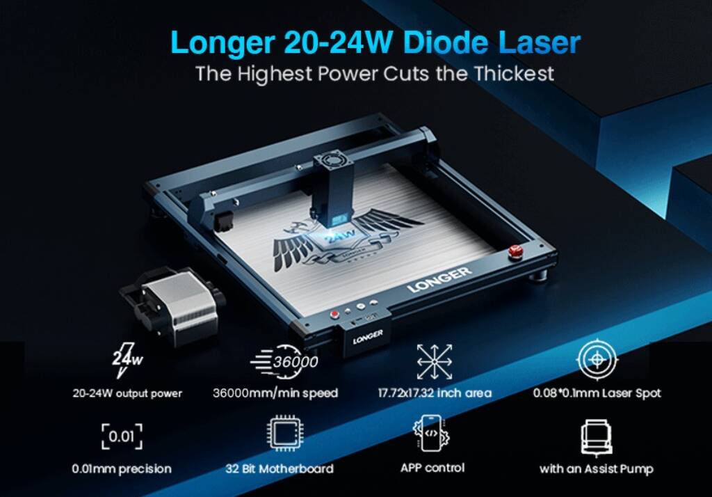 tomtop, coupon, geekbuying, Longer-Laser-B1-20W-Laser-Engraver-Cutter