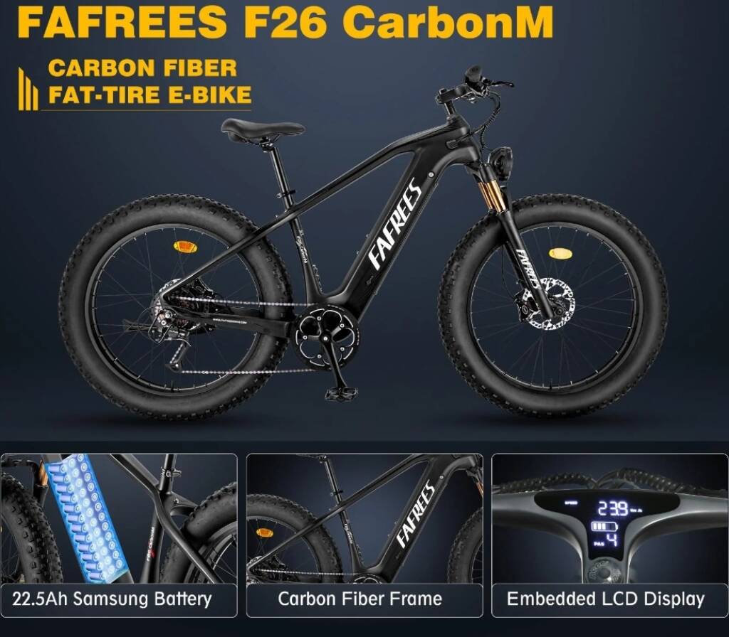 banggood, coupon, buybestgear, Fafrees-F26-CarbonM-1000W-Fat-Bike-Carbon-fiber-Electric-Bike