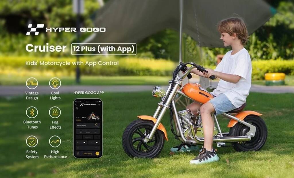 geekmaxi, coupon, geekbuying, HYPER-GOGO-Cruiser-12-Plus-with-APP-Electric-Motorcycle-for-Kids