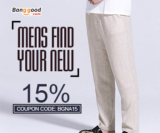 15% OFF for Men’s New Arrival Clothing Collection from BANGGOOD TECHNOLOGY CO., LIMITED