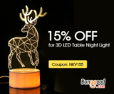15% OFF for 3D LED Table Night Lamp Promotion from BANGGOOD TECHNOLOGY CO., LIMITED
