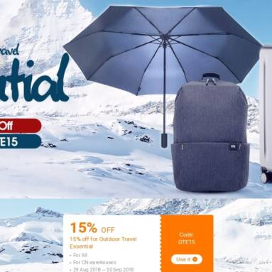 15% discount coupon for OUTDOOR TRAVEL ESSENTIAL from BANGGOOD