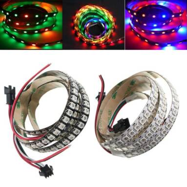 €11 with coupon for 1M WS2812B 5050 RGB Changeable LED Strip Light 144 Leds Non-waterproof Individual Addressable 5V – White PCB from BANGGOOD
