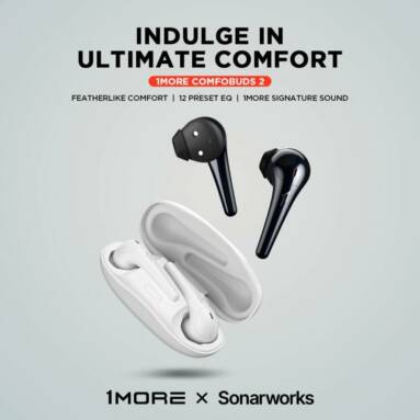 €38 with coupon for 1MORE ComfoBuds 2 TWS bluetooth 5.2 Headphones 12 Sonarworks EQ 13.4mm Dyanmic Gaming Headsets 24H Playtime Earphones from EU warehouse GOBOO