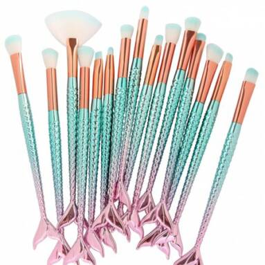Only $9.19 for 15Pcs Two Tone Mermaid Facial Makeup Brushes with Free Shipping from yoshop.com