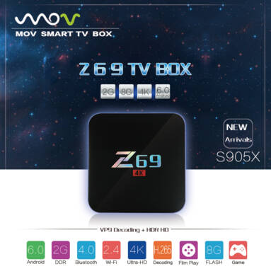 $38.99 COUPON for MOV Z69 4K Smart TV Box Amlogic S905X from GearBest