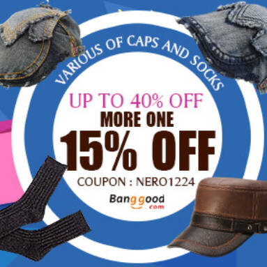 15% OFF for Hottest Caps & Socks Accessories from BANGGOOD TECHNOLOGY CO., LIMITED