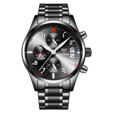 $17 with coupon for 2017 Top Men Watches CADISEN Fashion Business Luxury Brand sport Quartz Watch Stainless Steel  –  FULL BLACK from GearBest