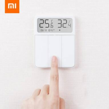€20 with coupon for 2021 New Version Xiaomi Mijia Bluetooth Mesh Smart Wall Switch Temperature & Humidity Sensor Thermometer Hygrometer Light Remote Control Wireless 3 Key Switchs MI Home from BANGGOOD