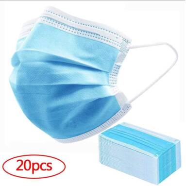 €8 with coupon for 20Pcs Disposable Masks Mouth Face Mask Dust-Proof Personal Protection from BANGGOOD