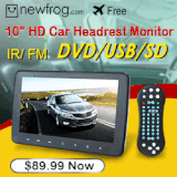 10" Car Headrest Monitor DVD/ USB/ SD Player IR/ FM, Only $89.99 from Newfrog.com