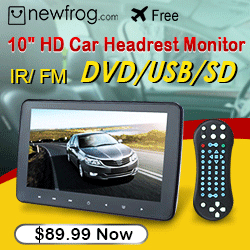 10" Car Headrest Monitor DVD/ USB/ SD Player IR/ FM, Only $89.99 from Newfrog.com