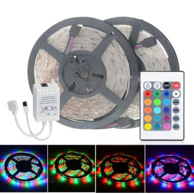 $8 with coupon for 2pcs HML 5m 24W 300 SMD 2835 RGB LED Strip Light  –  RGB COLOR from GearBest