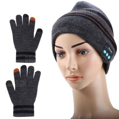$12 flash sale for 3-in-1 Bluetooth V3.0 + EDR Stereo Headphones Knitted Hat with Gloves – GRAY from GearBest