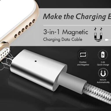 $5 with coupon for 3-in-1 Quick Charging Magnetic Data Cable from GearBest