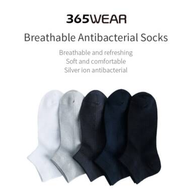 €7 with coupon for 365WEAR 5 Pair / Set Breathable Men Socks From Xiaomi Youpin Antibacterial Sock 24-26cm Men’s Breathable Short Socks Set – Light Gray from BANGGOOD