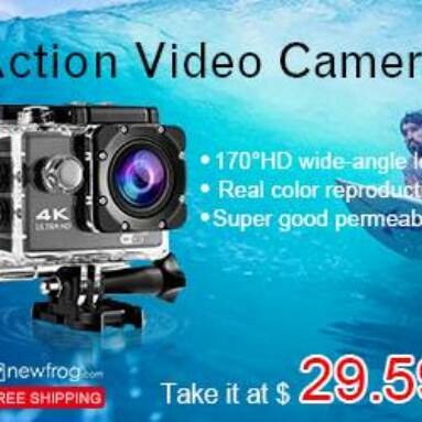 Action Video Camera-48% OFF, Take it as $29.59 Now from Newfrog.com