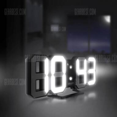 $17 with coupon for 3D LED Digital Alarm Clock Night Light  –  BLACK from GearBest