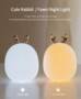 3life Rabbit Fawn Silicone LED Night Light Warm White Light USB Charge Childern Desk Bunny Night Lamp - Fawn