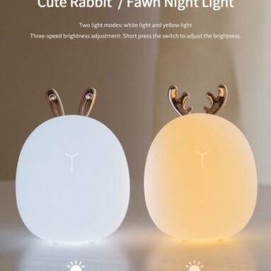 €8 with coupon for 3life Rabbit Fawn Silicone LED Night Light Warm White Light USB Charge Childern Desk Bunny Night Lamp – Fawn from BANGGOOD