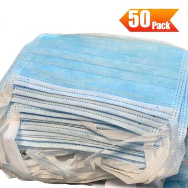 €39 with coupon for 50Pcs Disposable 3-Layer Medical Sanitary Surgical Mask For Coronavirus from TOMTOP