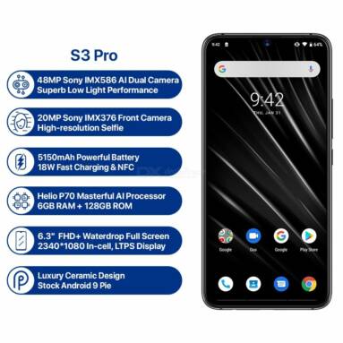 UMIDIGI S3 PRO Android 9.0 48MP+12MP+20MP Super Camera 5150mAh 6GB +128GB Smart Phone @ $279.99 Only + Free Shipping from DealExtreme