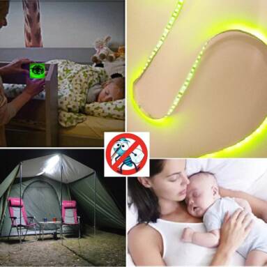 $19 with coupon for 5M LED Repelling Mosquito Strip Light 12V 600 LEDs for Home Hotels Schools – YELLOW GREEN from GearBest