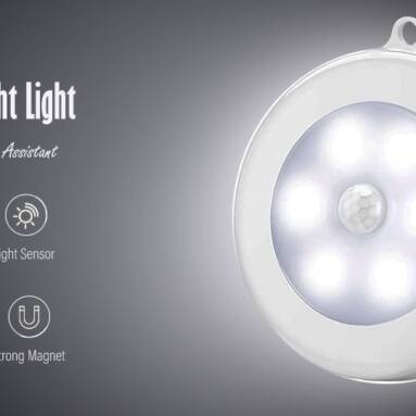 $2 with coupon for 6 LEDs Motion Sensor Induction Night Light from GearBest