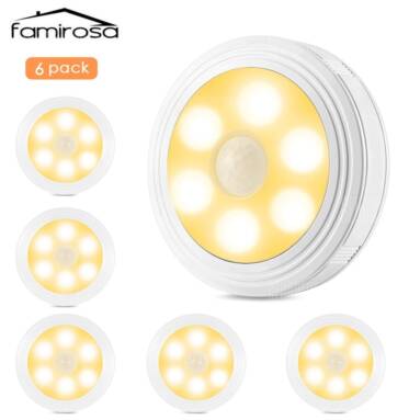 $15 with coupon for 6PCS Famirosa LED Night Light with Human Body Induction  –  WARM WHITE LIGHT from GearBest