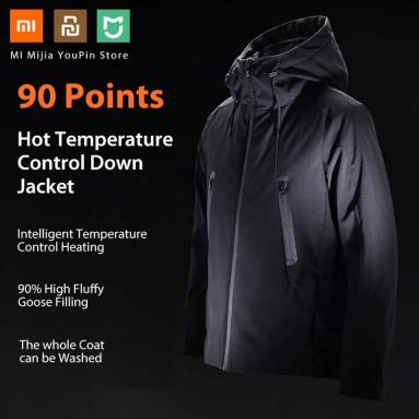 €128 with coupon for [FROM XIAOMI YOUPIN] RUNYON 90FUN IP64 Men Winter Rechargeable Adjustable Electric Heated Jacket Coats Washable Waterproof Rainproof Soft Down Jacket from BANGGOOD