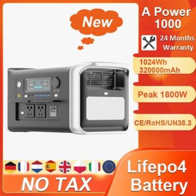 €598 with coupon for A-POWER1000 1800W 1024Wh Portable Power Station from EU warehouse BANGGOOD