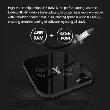 $48 with coupon for A95X PLUS TV Box 4GB DDR4 + 32GB ROM – BLACK EU PLUG from GearBest