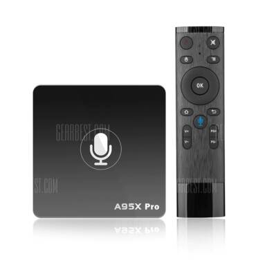 $34 with coupon for A95X PRO Android TV Box with Voice Control  –  EU PLUG  BLACK from GearBest